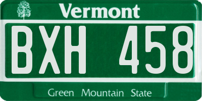 VT license plate BXH458