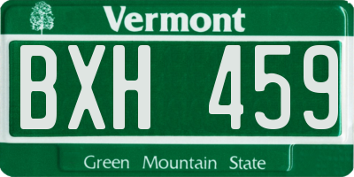 VT license plate BXH459