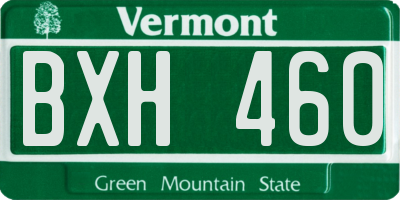 VT license plate BXH460