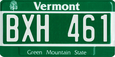 VT license plate BXH461