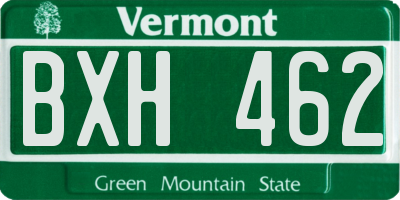 VT license plate BXH462