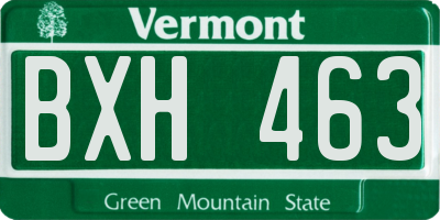 VT license plate BXH463