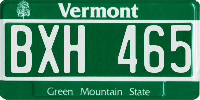 VT license plate BXH465