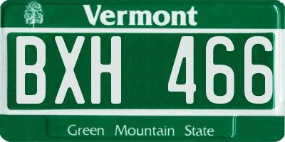 VT license plate BXH466