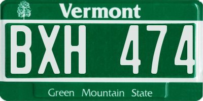 VT license plate BXH474
