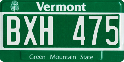 VT license plate BXH475