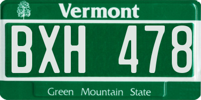 VT license plate BXH478