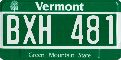VT license plate BXH481