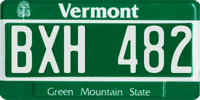 VT license plate BXH482
