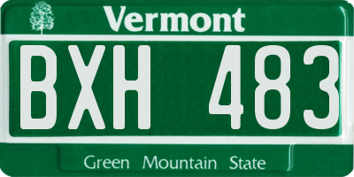 VT license plate BXH483