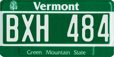 VT license plate BXH484
