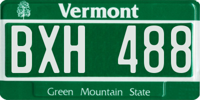 VT license plate BXH488