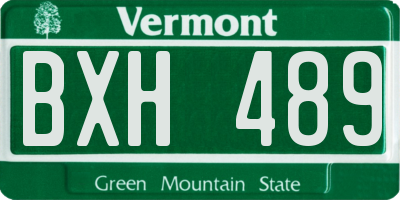 VT license plate BXH489