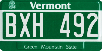 VT license plate BXH492