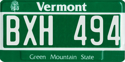 VT license plate BXH494