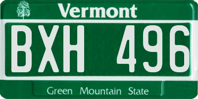VT license plate BXH496