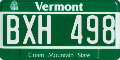VT license plate BXH498