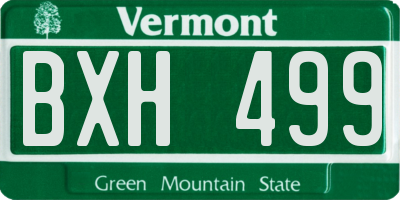 VT license plate BXH499