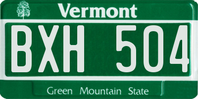 VT license plate BXH504