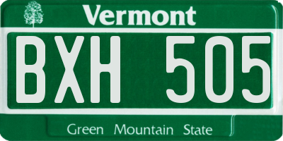 VT license plate BXH505