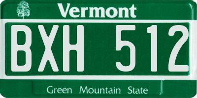 VT license plate BXH512