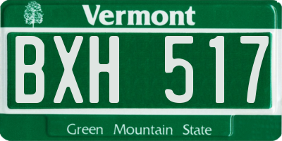 VT license plate BXH517