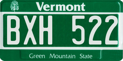 VT license plate BXH522