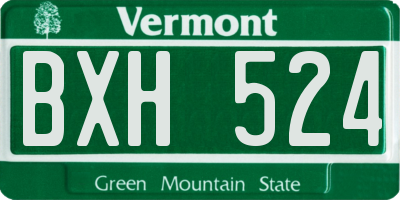 VT license plate BXH524