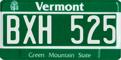 VT license plate BXH525
