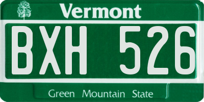 VT license plate BXH526