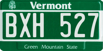 VT license plate BXH527