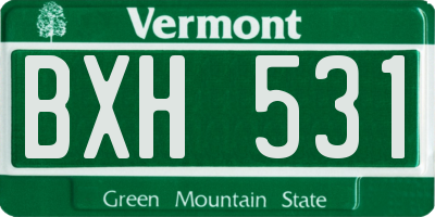 VT license plate BXH531