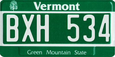 VT license plate BXH534