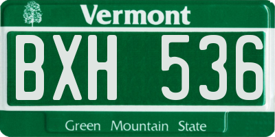 VT license plate BXH536