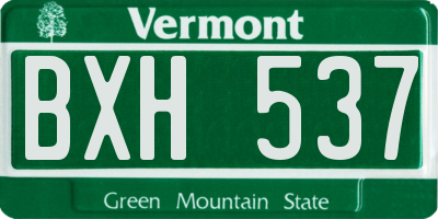 VT license plate BXH537