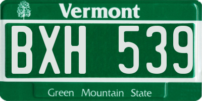 VT license plate BXH539