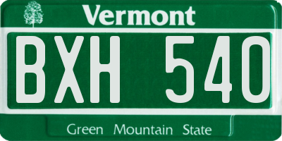 VT license plate BXH540