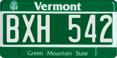 VT license plate BXH542