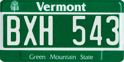 VT license plate BXH543