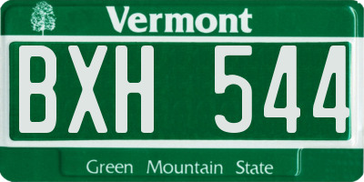 VT license plate BXH544