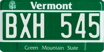 VT license plate BXH545
