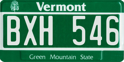 VT license plate BXH546