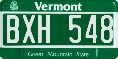 VT license plate BXH548