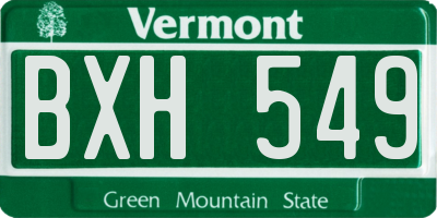 VT license plate BXH549