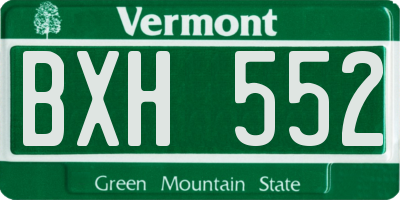 VT license plate BXH552