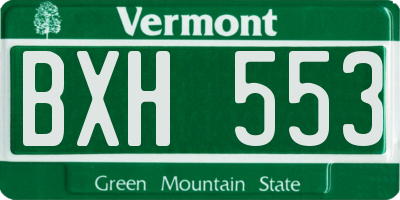 VT license plate BXH553