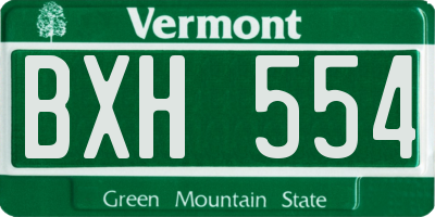 VT license plate BXH554