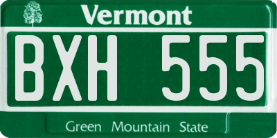VT license plate BXH555
