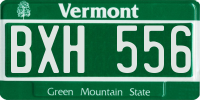 VT license plate BXH556