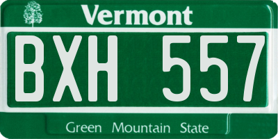 VT license plate BXH557